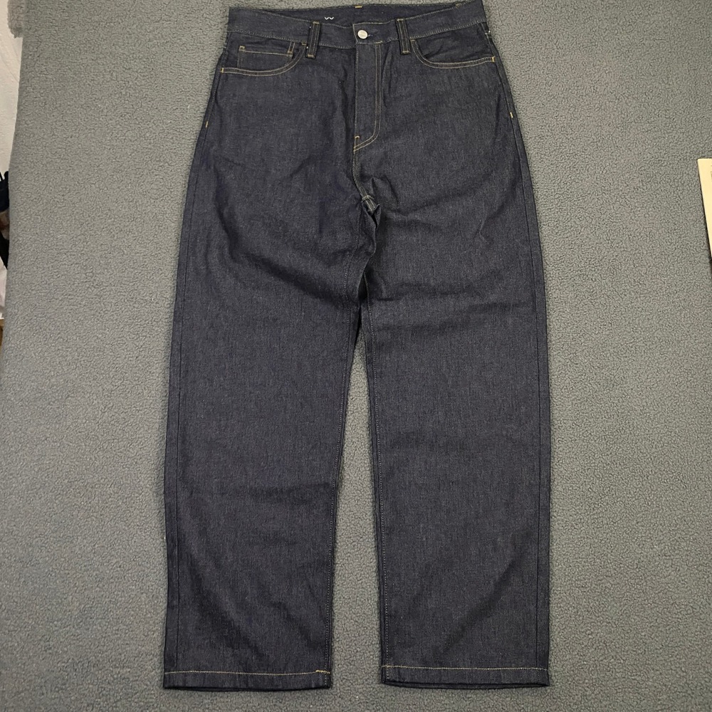 Carhartt WIP Landon Pant FITS Mens 34x31 Blue Raw Wide Leg Baggy Jeans Denim